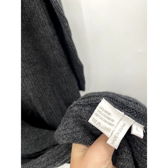 Madeline Thompson L Wool & Cashmere Dark gray Ribbed Duster Cardigan - Picture 4 of 4